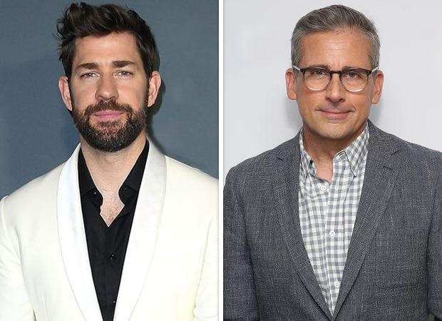 John Krasinski Gets Emotional in Reunion with Steve Carell on Set of New Animated Film