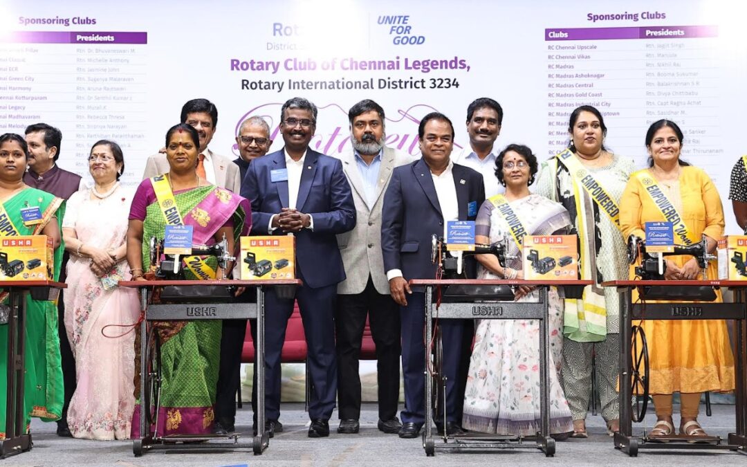 Rotary Club of Chennai Legends and Rotary District 3234 Donate 225 Sewing Machines to Women